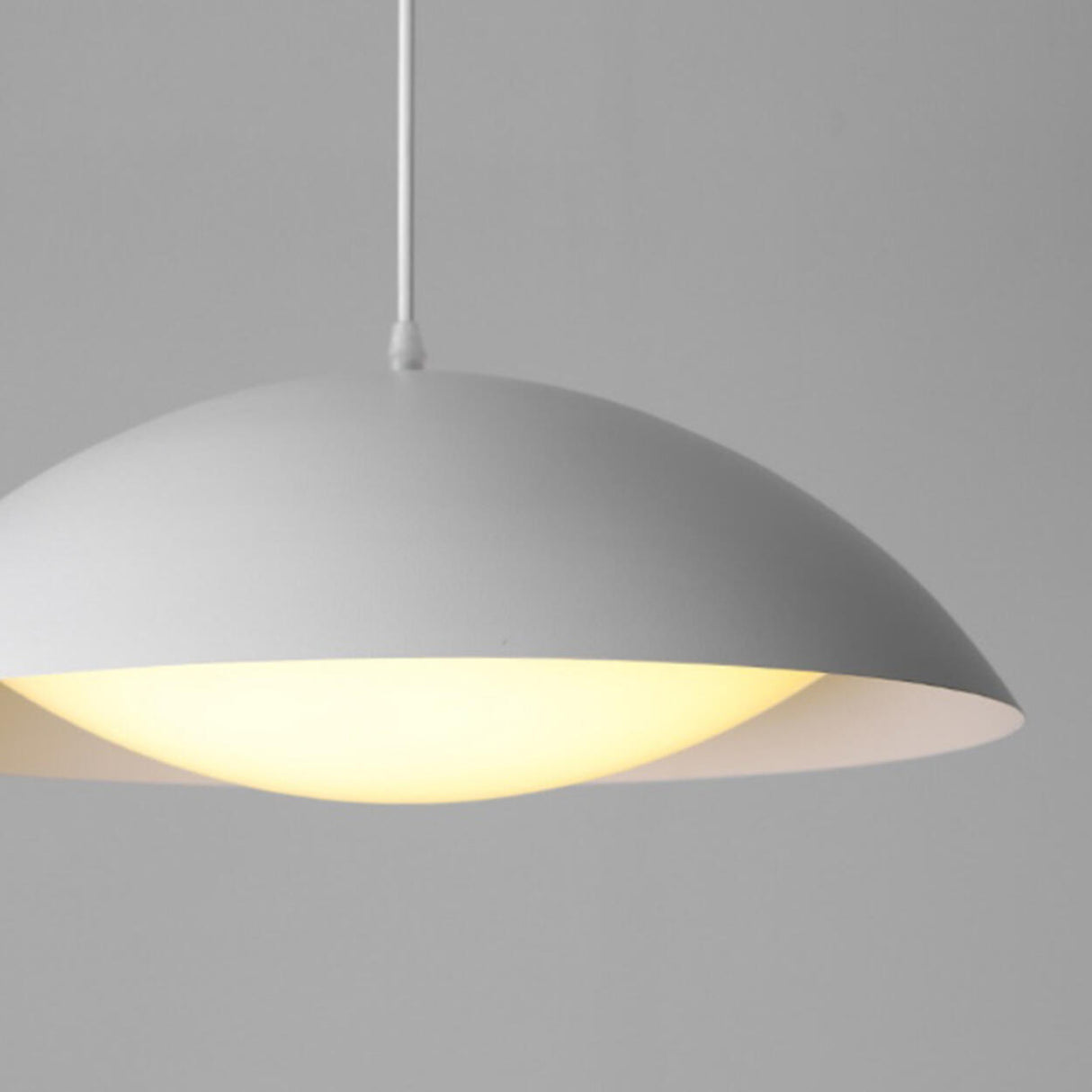 Art Deco White Acrylic Dome Metal Pendant Light Minimalist Image - 15