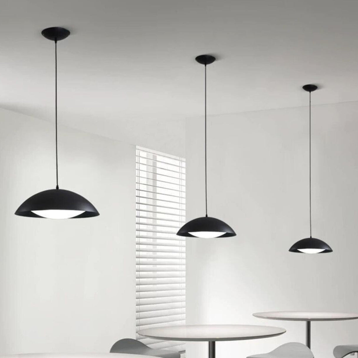 Art Deco White Acrylic Dome Metal Pendant Light Minimalist Image - 17