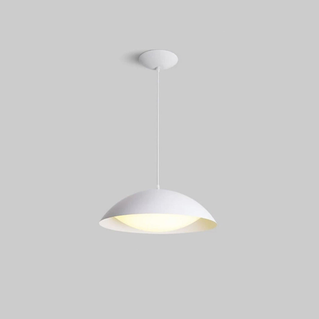Art Deco White Acrylic Dome Metal Pendant Light Minimalist Image - 3