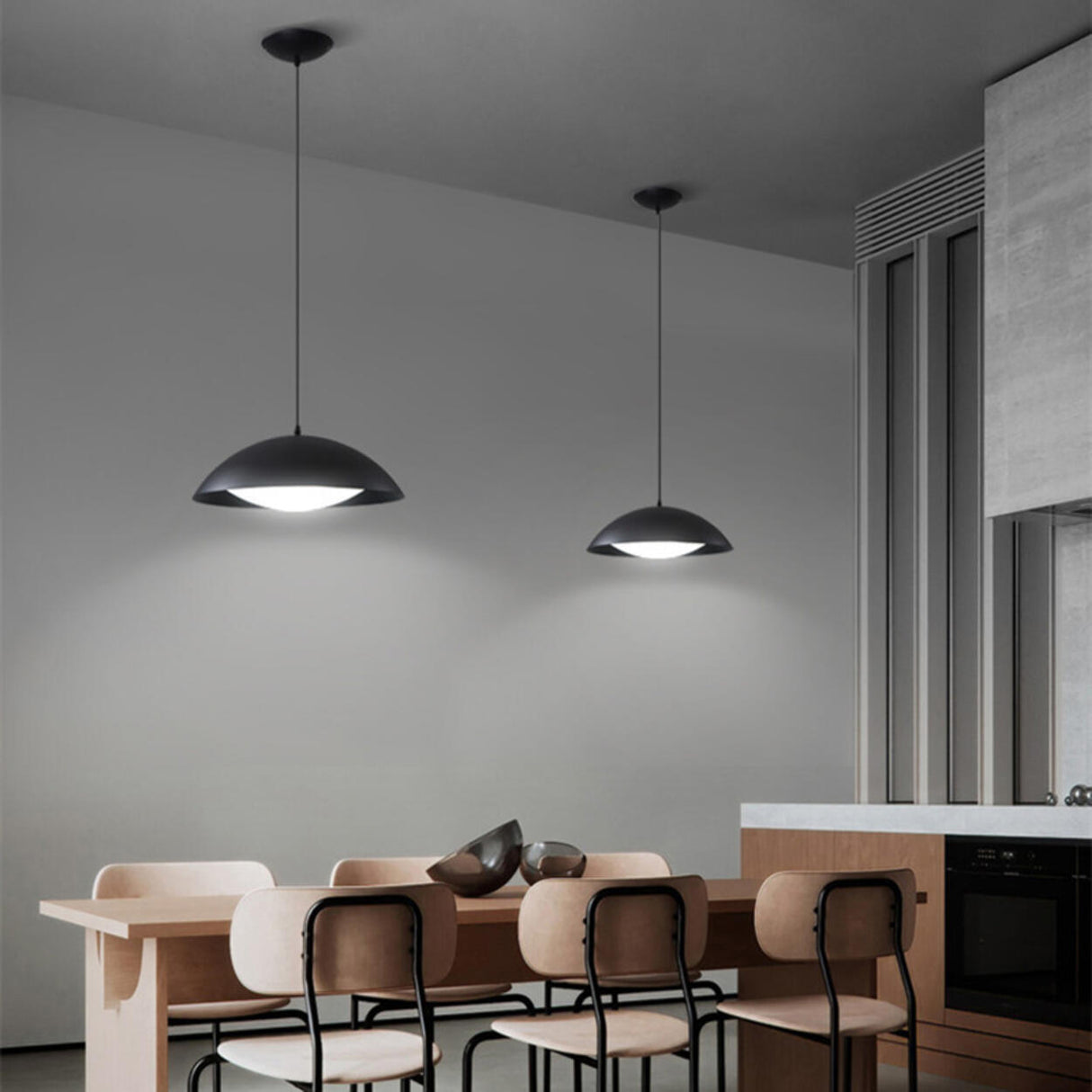 Art Deco White Acrylic Dome Metal Pendant Light Minimalist Image - 4