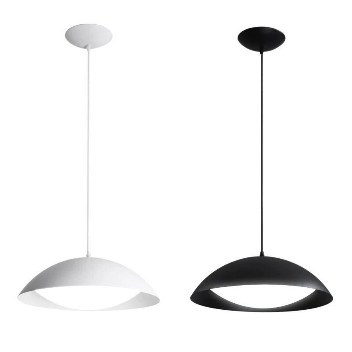 Art Deco White Acrylic Dome Metal Pendant Light Minimalist Image - 9