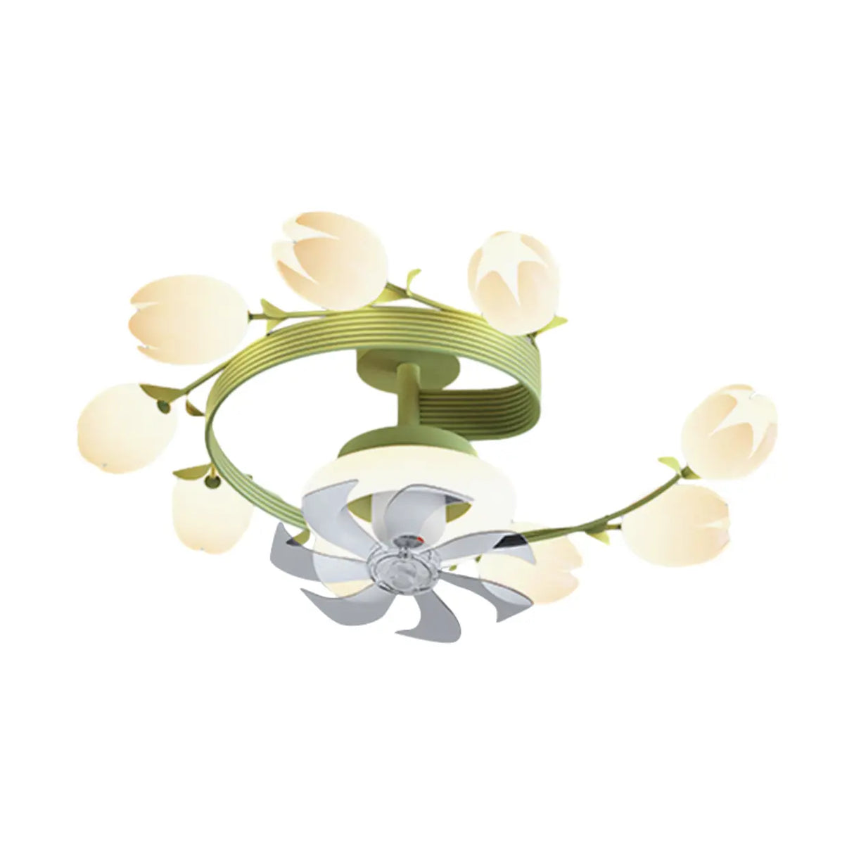 Art Elegant Tulip Multilight Floral Ceiling Fan Light Image - 12