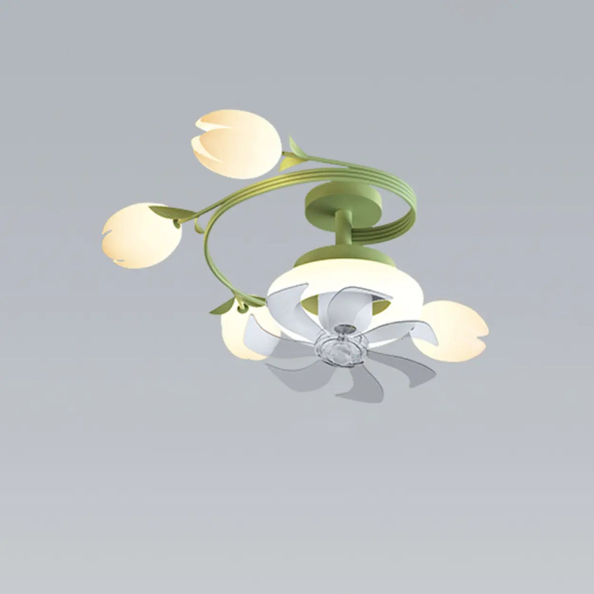 Art Elegant Tulip Multilight Floral Ceiling Fan Light Image - 13