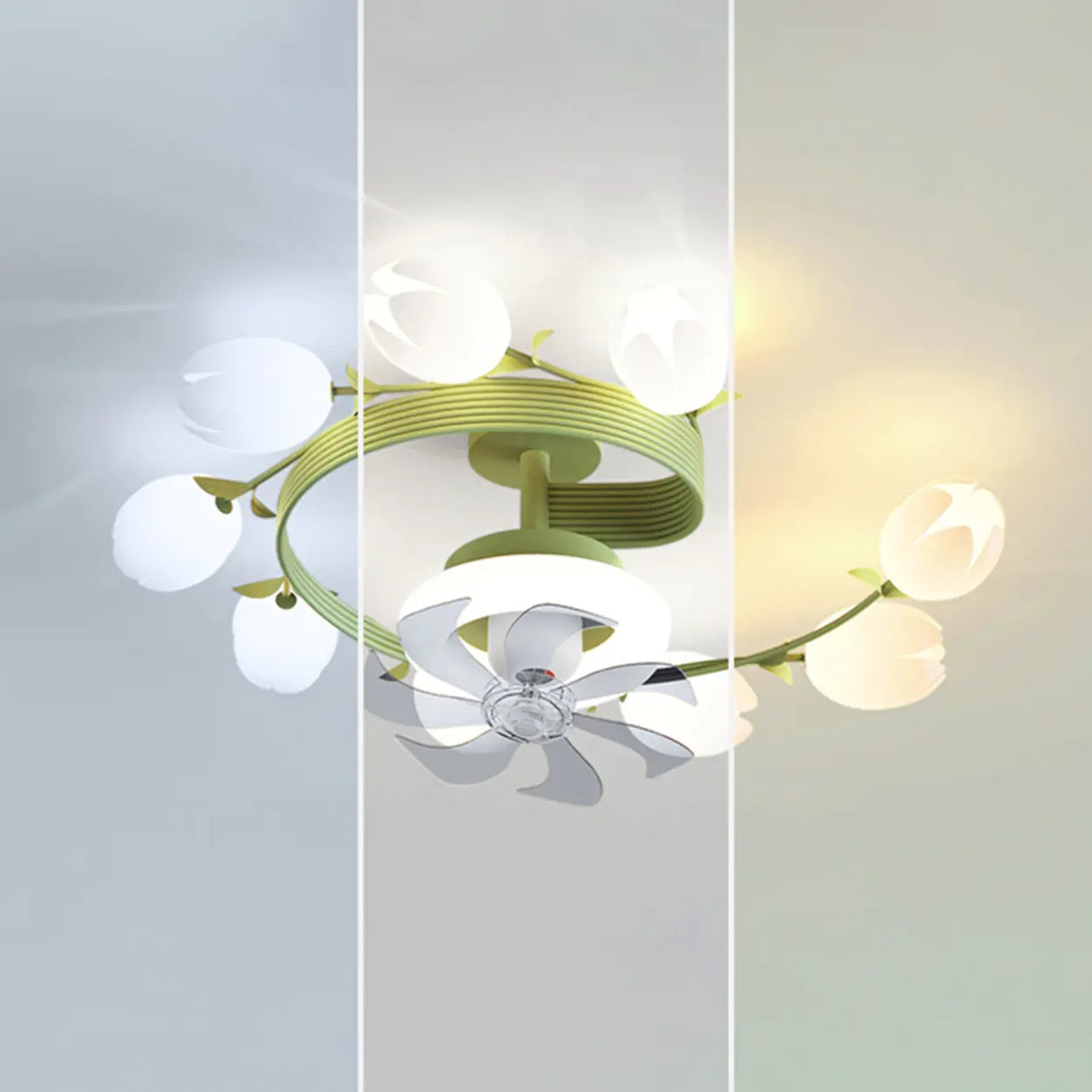 Art Elegant Tulip Multilight Floral Ceiling Fan Light Image - 14