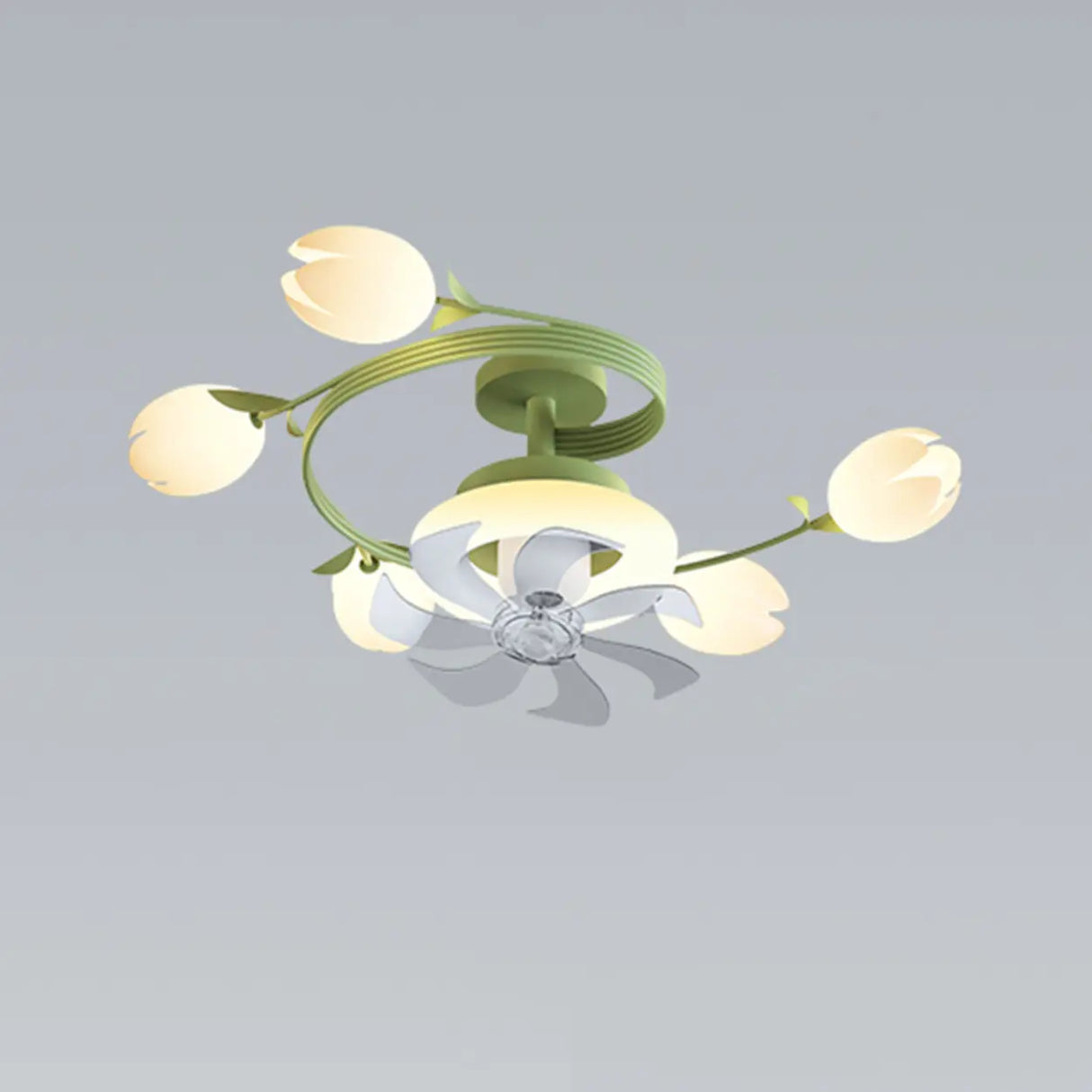 Art Elegant Tulip Multilight Floral Ceiling Fan Light Image - 17