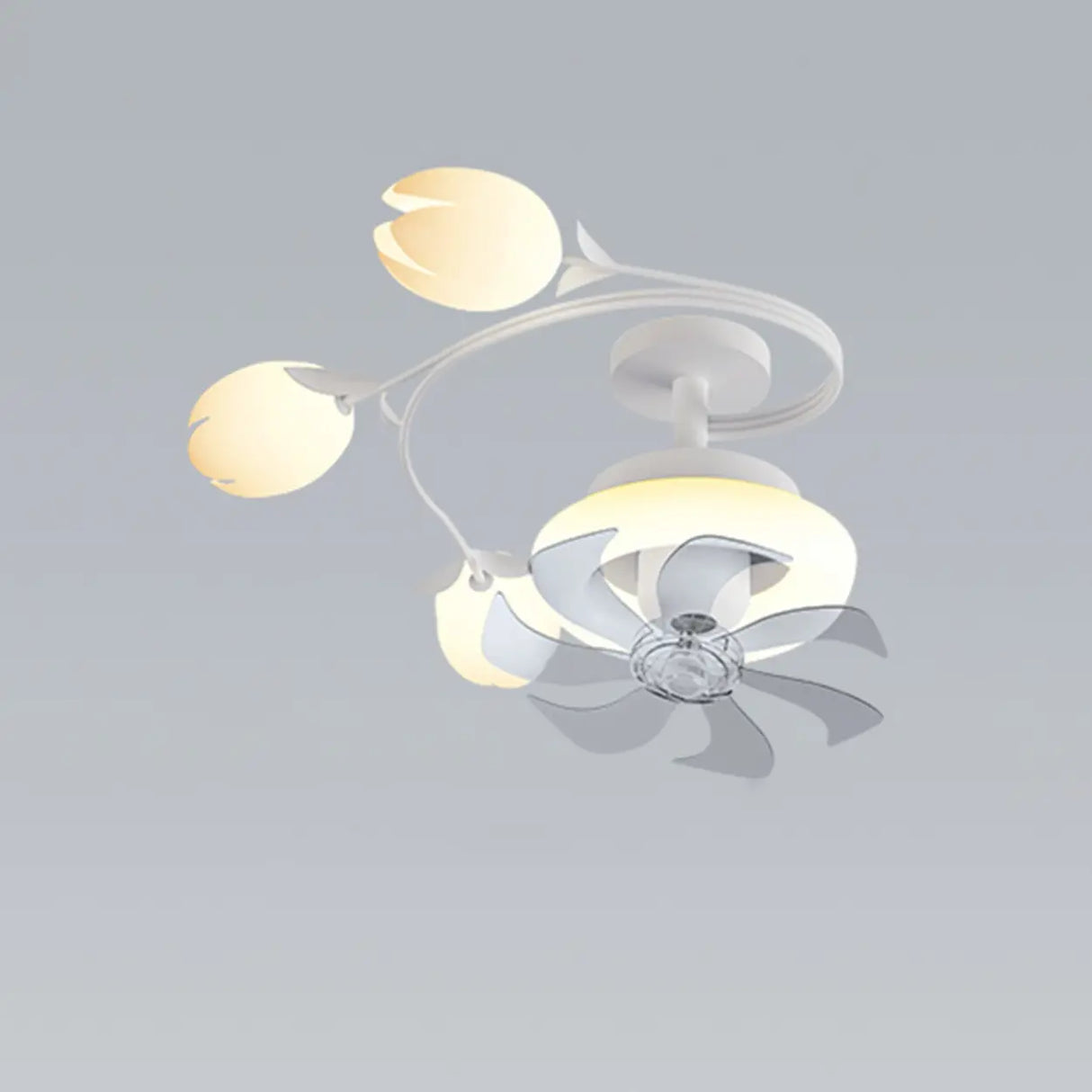 Art Elegant Tulip Multilight Floral Ceiling Fan Light Image - 5