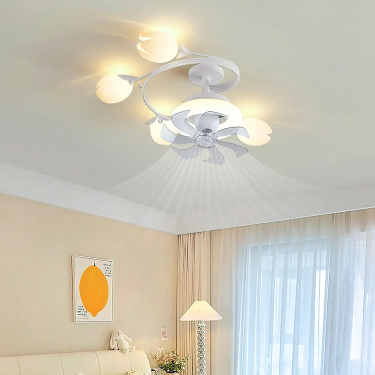 Art Elegant Tulip Multilight Floral Ceiling Fan Light Image - 6
