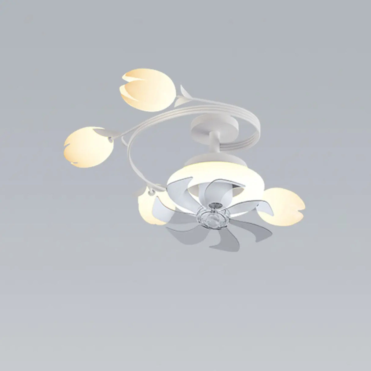 Art Elegant Tulip Multilight Floral Ceiling Fan Light Image - 7