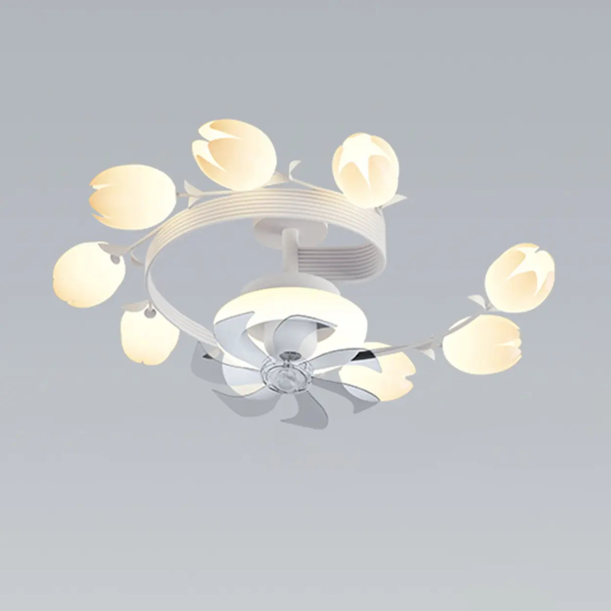 Art Elegant Tulip Multilight Floral Ceiling Fan Light Image - 8