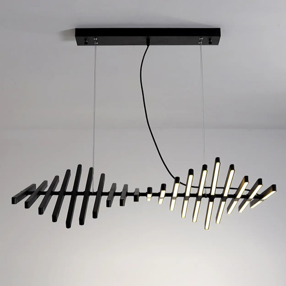 Art-Inspired Fishbone LED Dining Room Pendant Light Image - 10