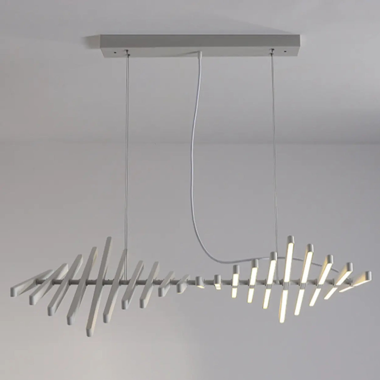 Art-Inspired Fishbone LED Dining Room Pendant Light Image - 11