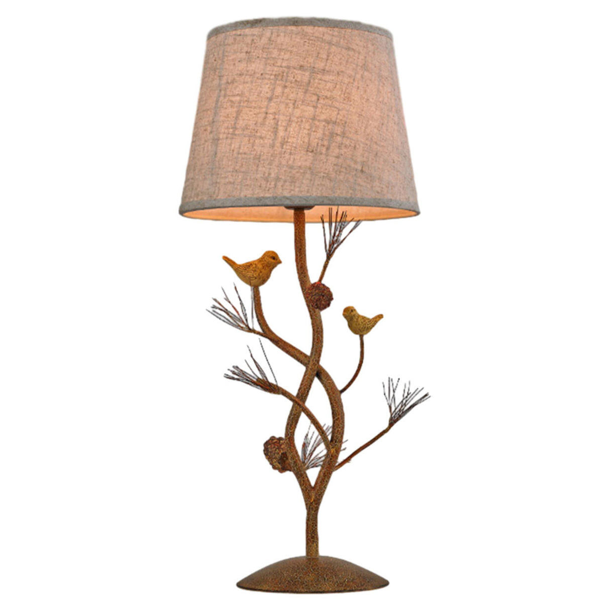Art Tree-Shaped Base Fabric Shade Bedside Table Lamp Image - 5