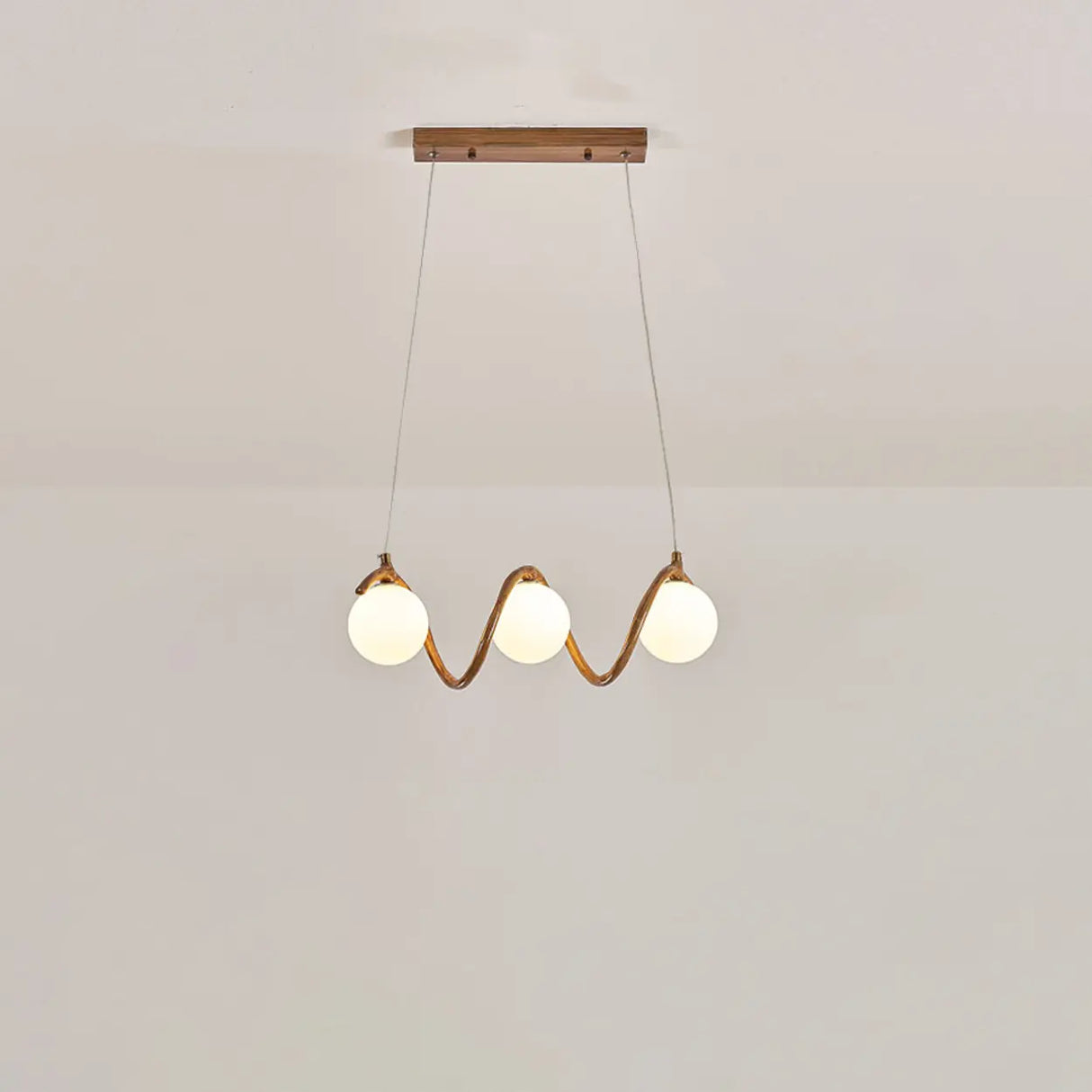 Artistic 6-Light Wave and Globe Shades Pendant Light Image - 2