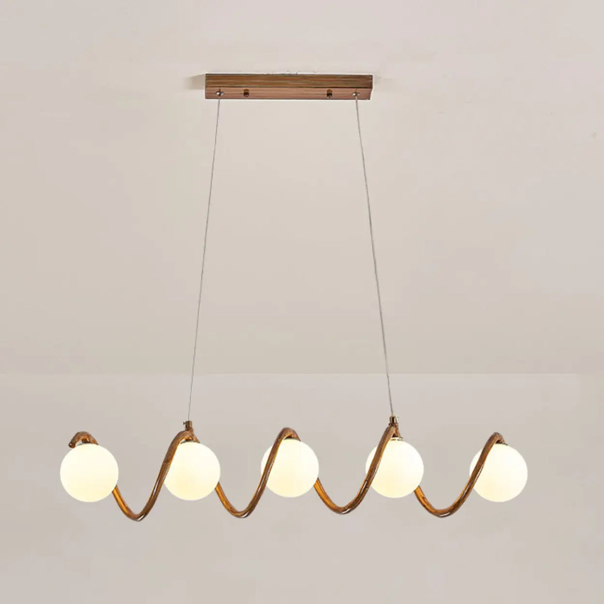 Artistic 6-Light Wave and Globe Shades Pendant Light Image - 3