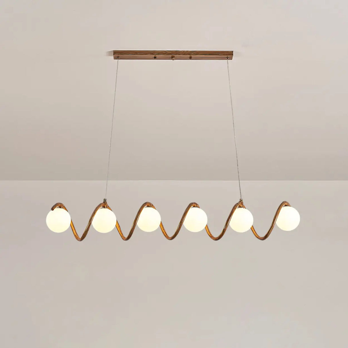 Artistic 6-Light Wave and Globe Shades Pendant Light Image - 5