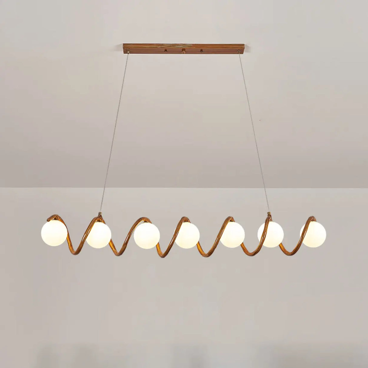 Artistic 6-Light Wave and Globe Shades Pendant Light Image - 7