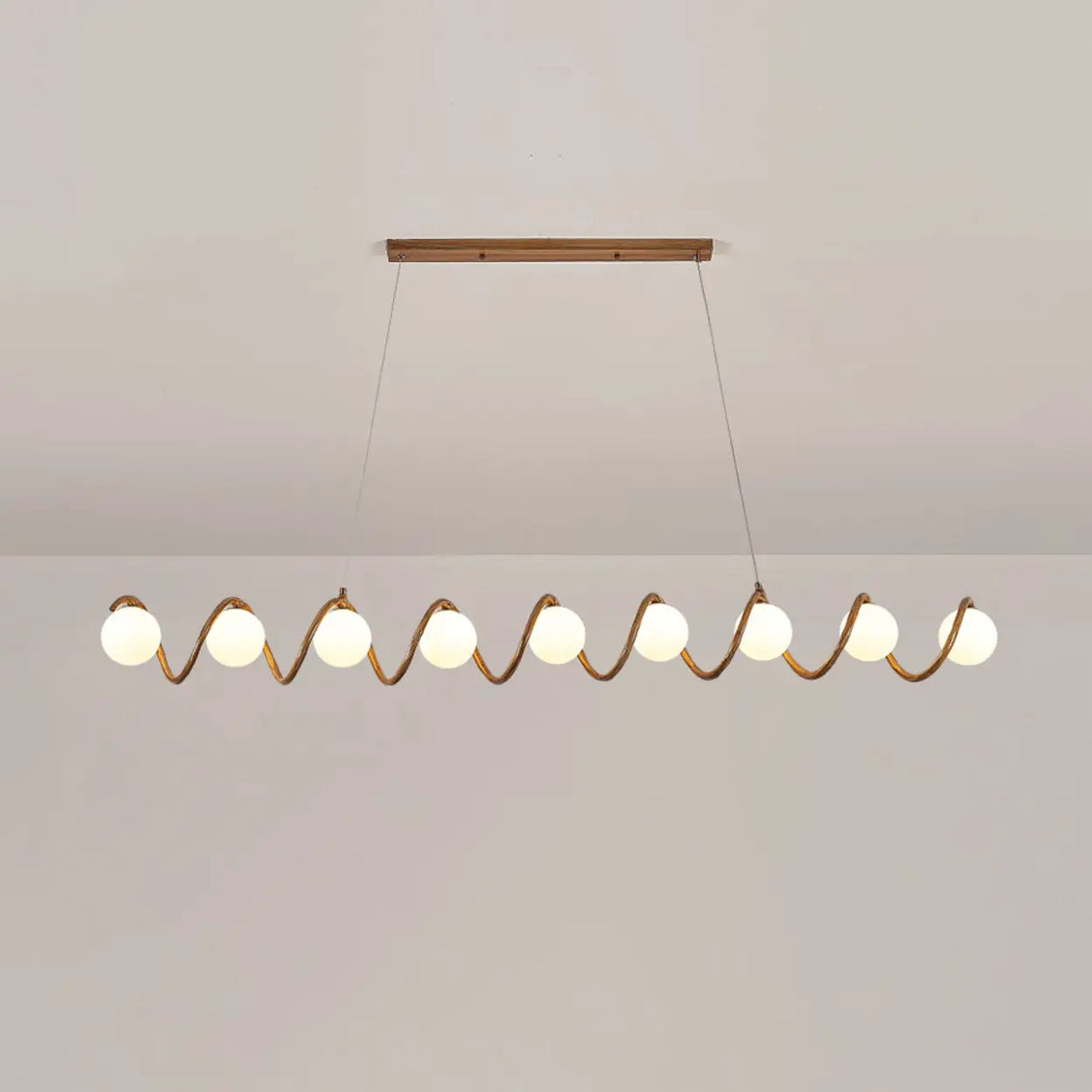 Artistic 6-Light Wave and Globe Shades Pendant Light Image - 9