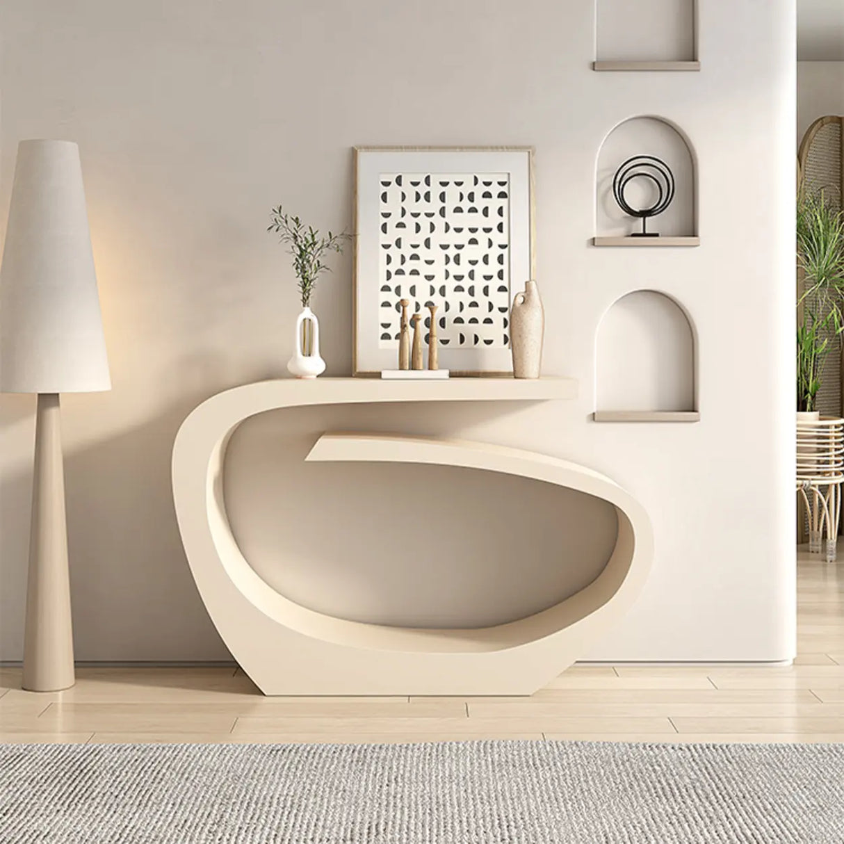 Artistic Abstract Metal Twist Design Black Console Table Image - 2