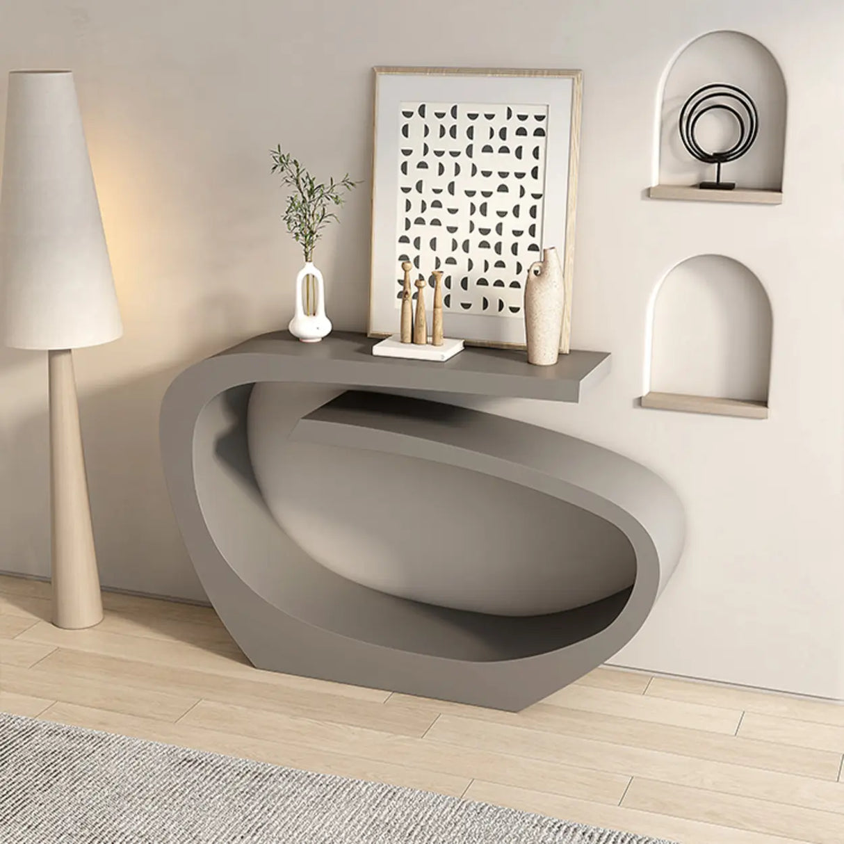 Artistic Abstract Metal Twist Design Black Console Table Image - 5