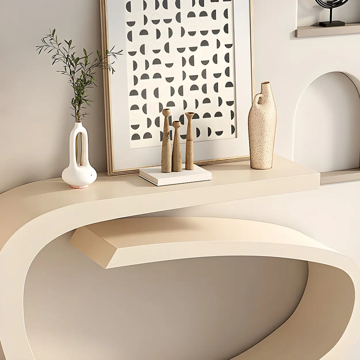 Artistic Abstract Metal Twist Design Black Console Table Image - 8