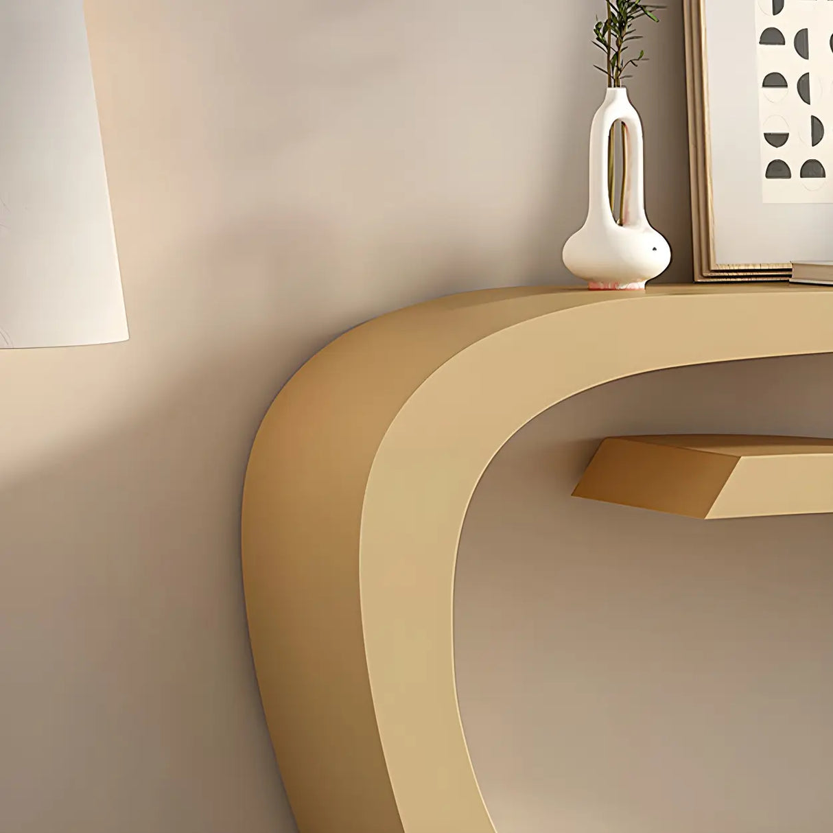 Artistic Abstract Metal Twist Design Black Console Table Image - 9