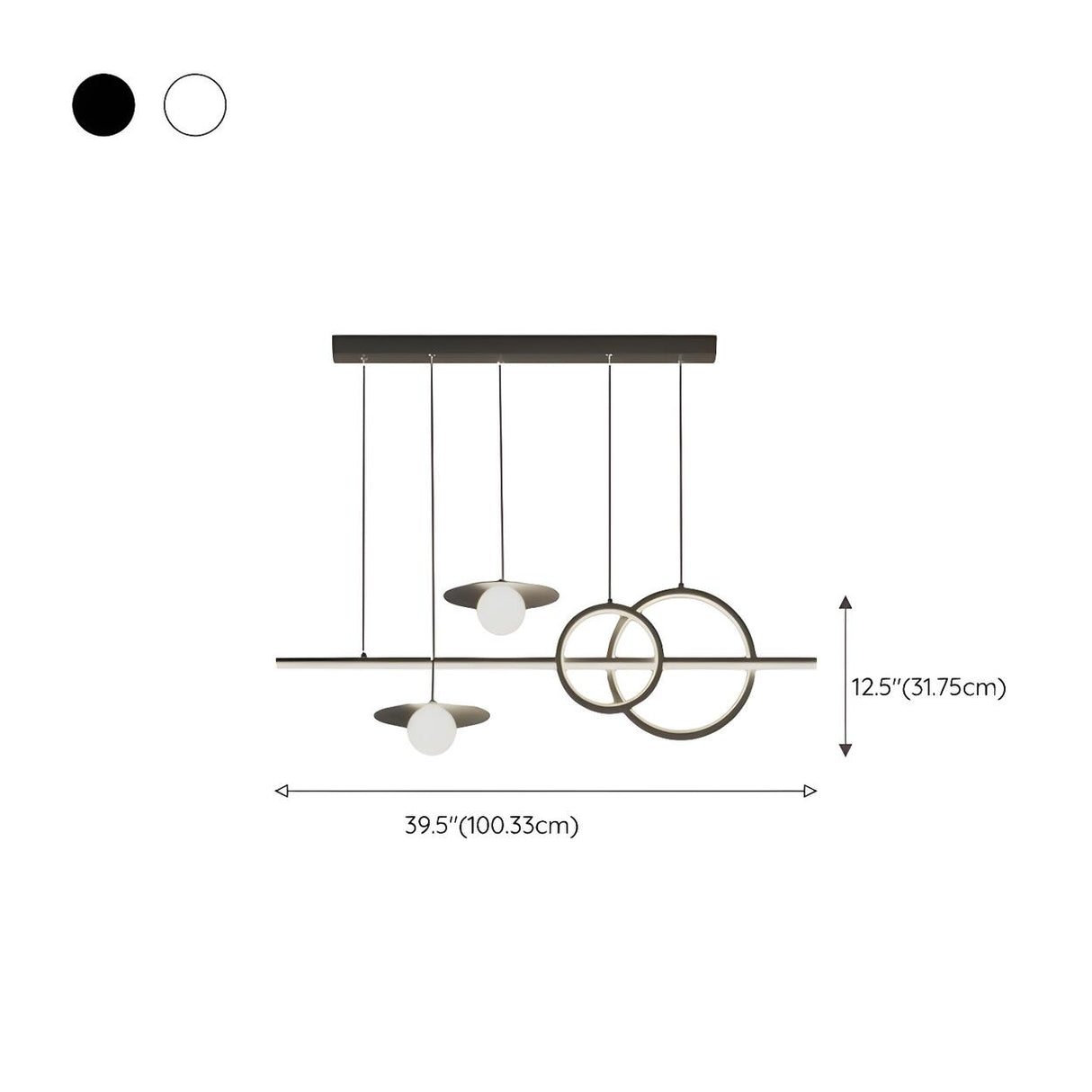 Artistic Adjustable Ring and Ball Island Pendant Light