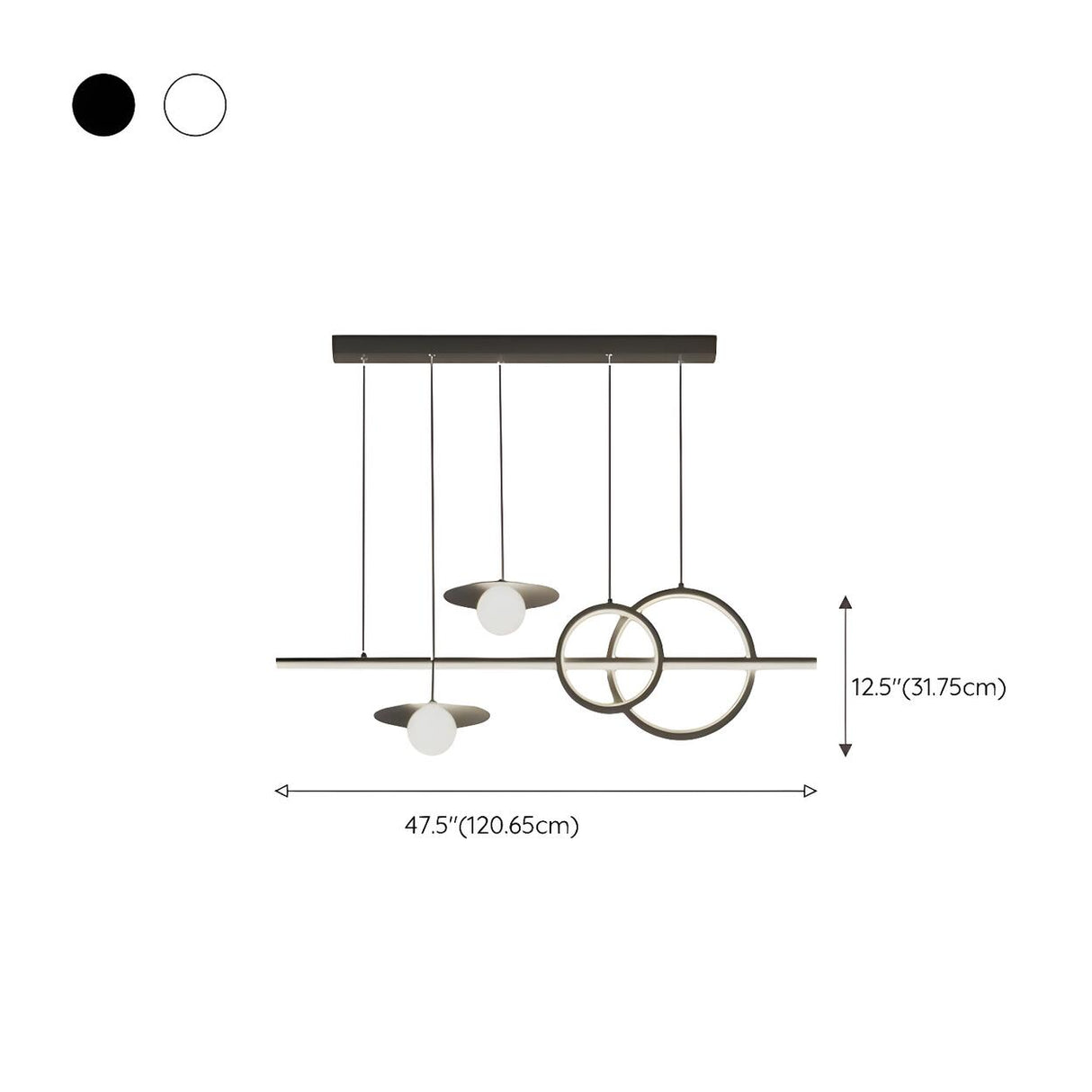 Artistic Adjustable Ring and Ball Island Pendant Light Image - 13