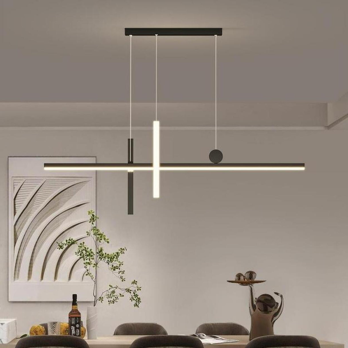 Artistic Adjustable Ring and Ball Island Pendant Light Image - 5
