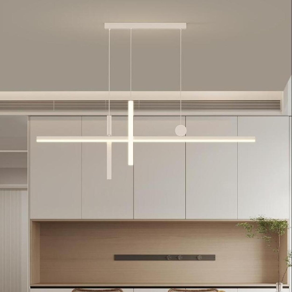 Artistic Adjustable Ring and Ball Island Pendant Light Image - 9