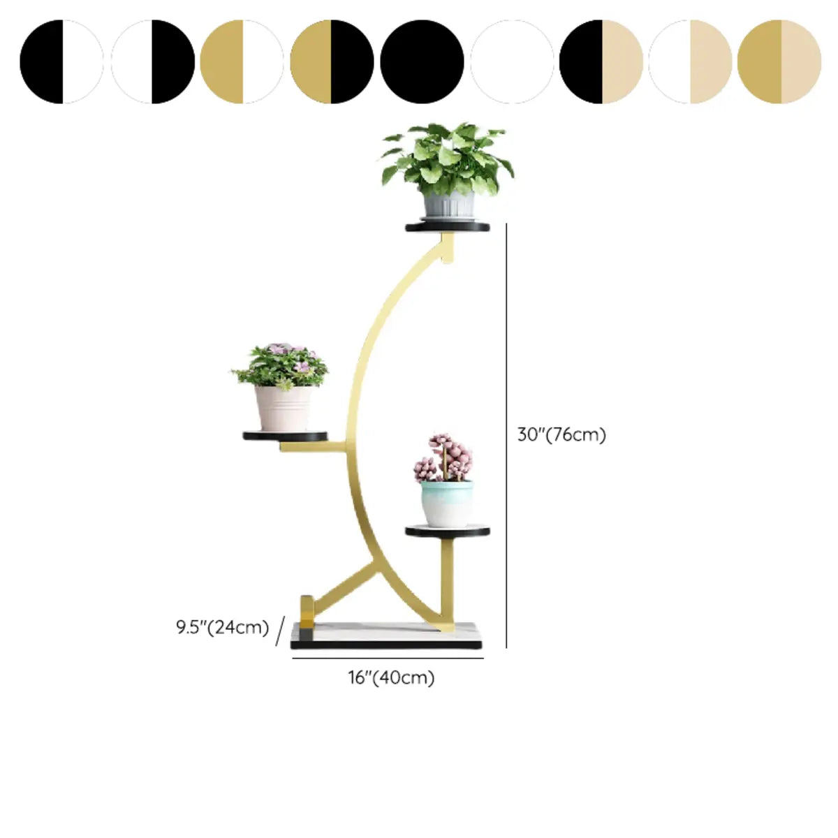 Artistic Arc Wood Indoor Three Tray Plant Stand Black