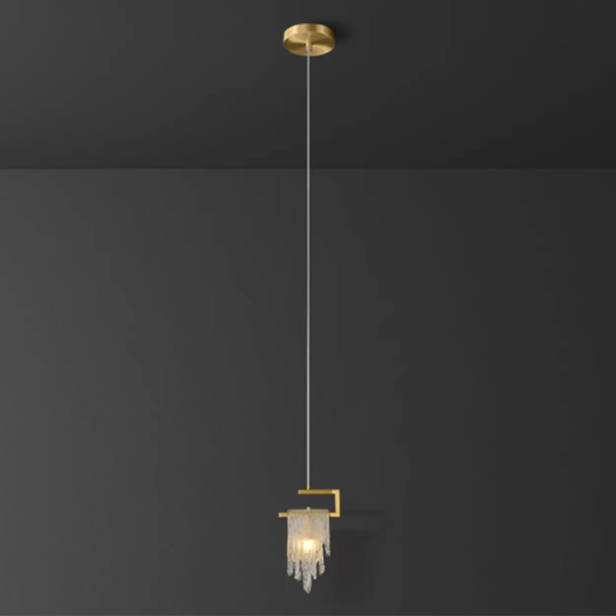 Artistic Bedroom Gold Frame Clear Glass Pendant Light Image - 8