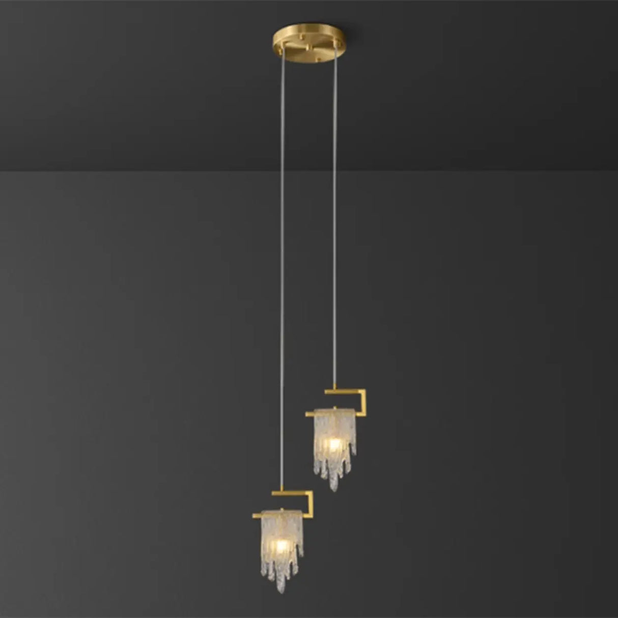 Artistic Bedroom Gold Frame Clear Glass Pendant Light Image - 9