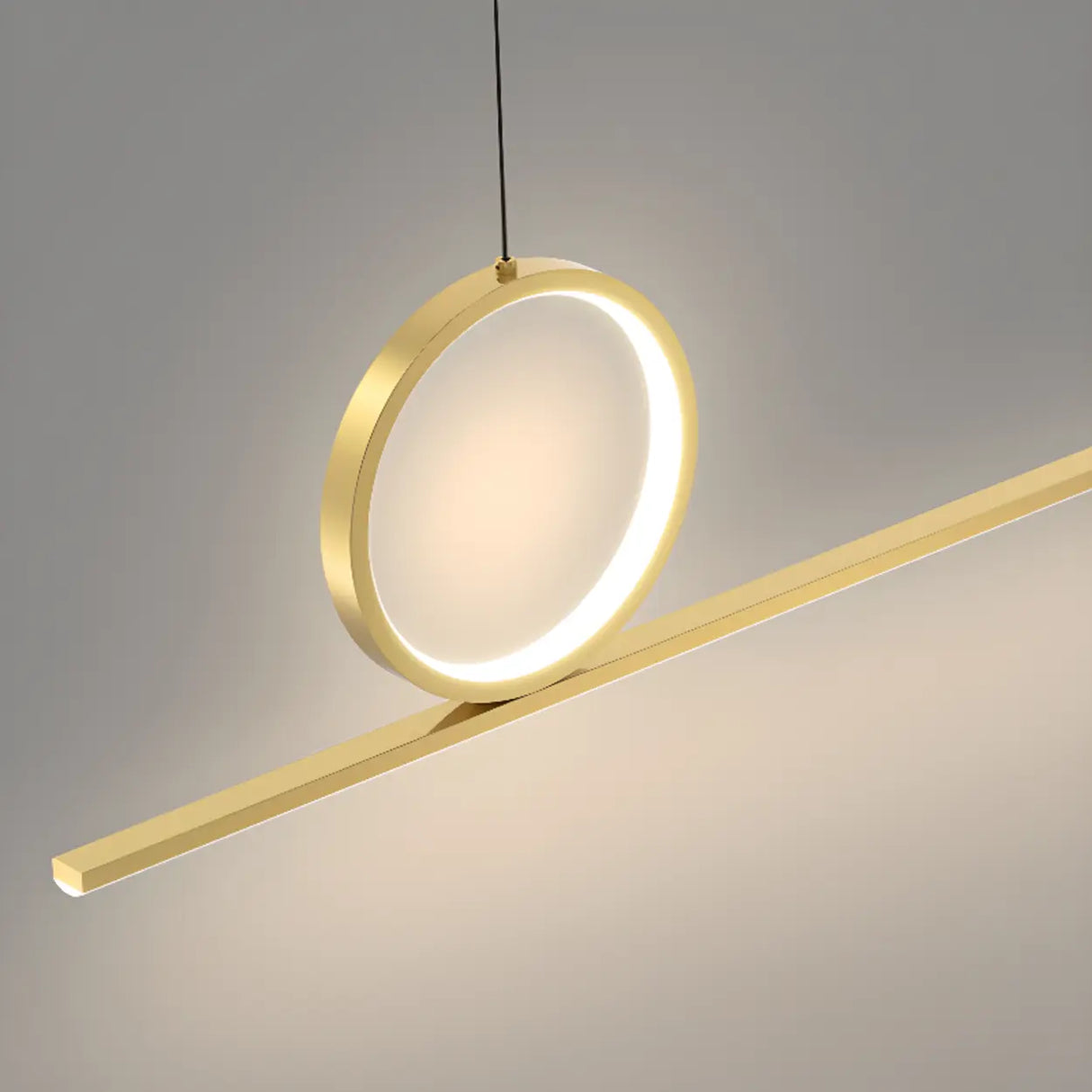 Artistic Black Linear and Ring Pendant Light Set Image - 11