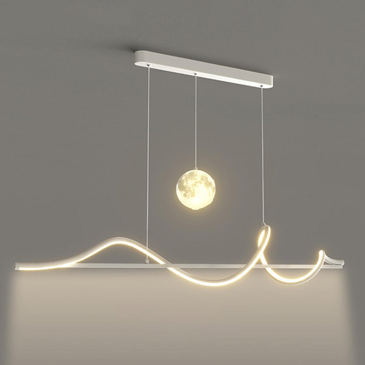 Artistic Black Wave Adjustable Island Pendant Light Image - 12