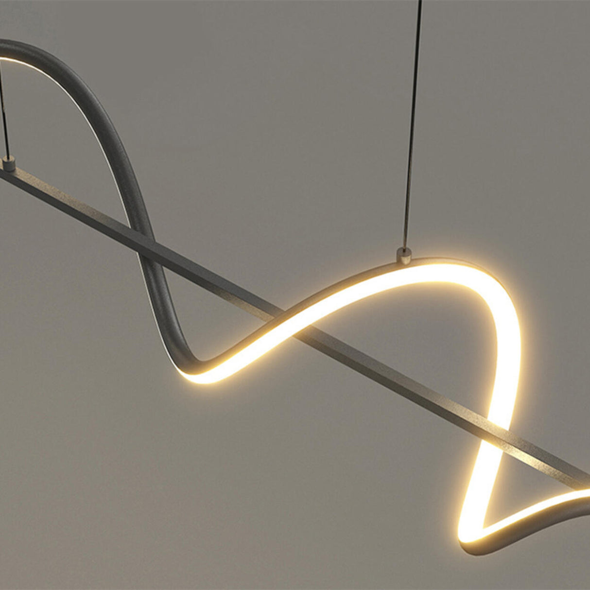 Artistic Black Wave Adjustable Island Pendant Light Image - 14