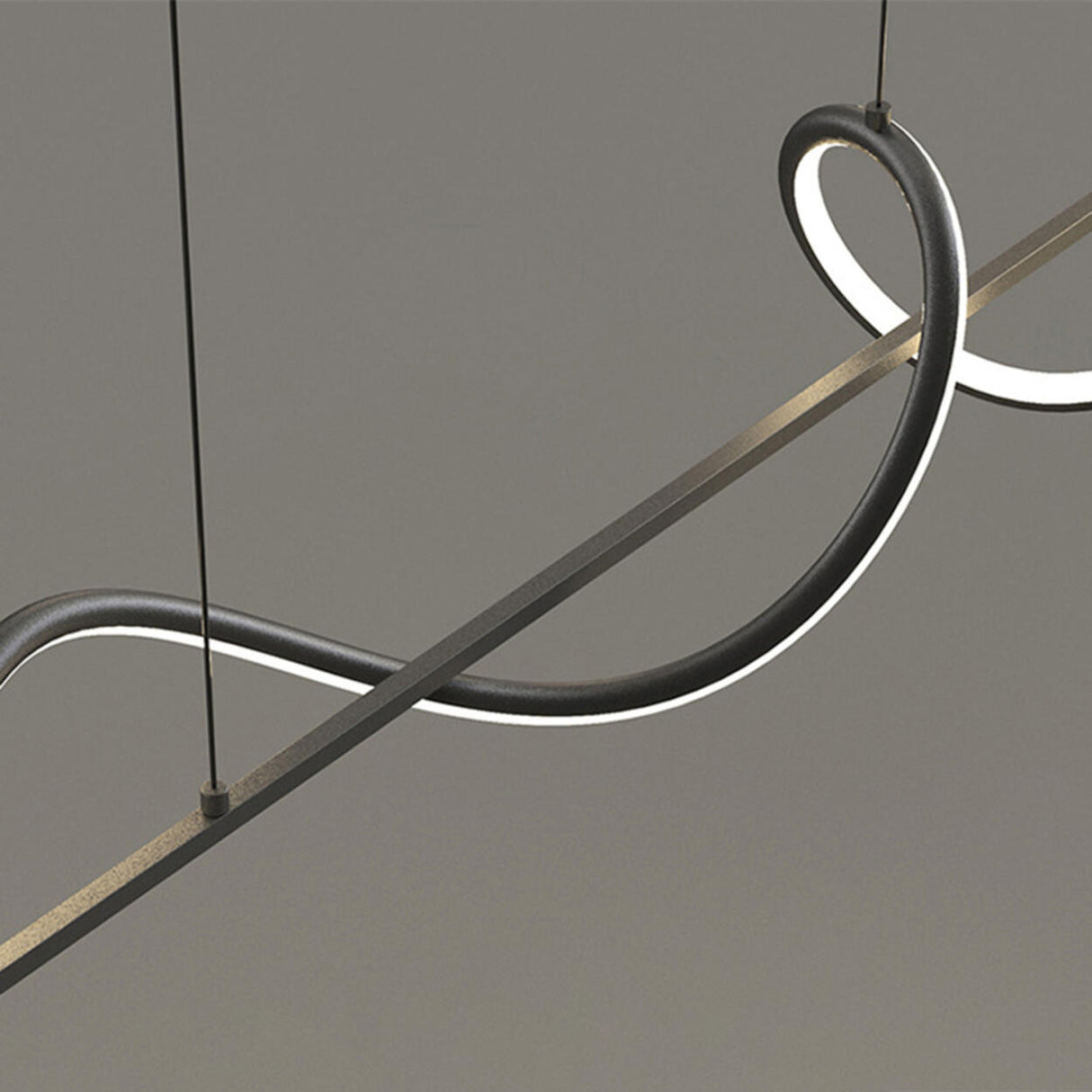 Artistic Black Wave Adjustable Island Pendant Light Image - 15