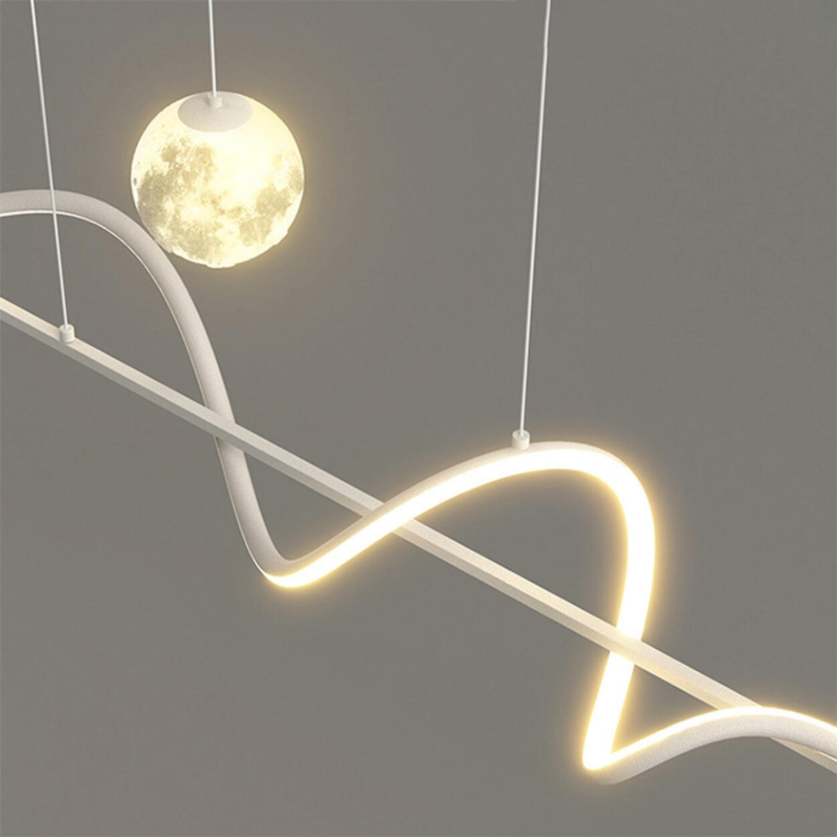 Artistic Black Wave Adjustable Island Pendant Light Image - 16