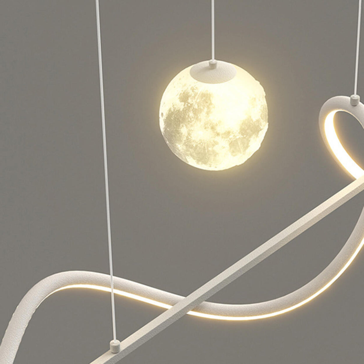 Artistic Black Wave Adjustable Island Pendant Light Image - 17