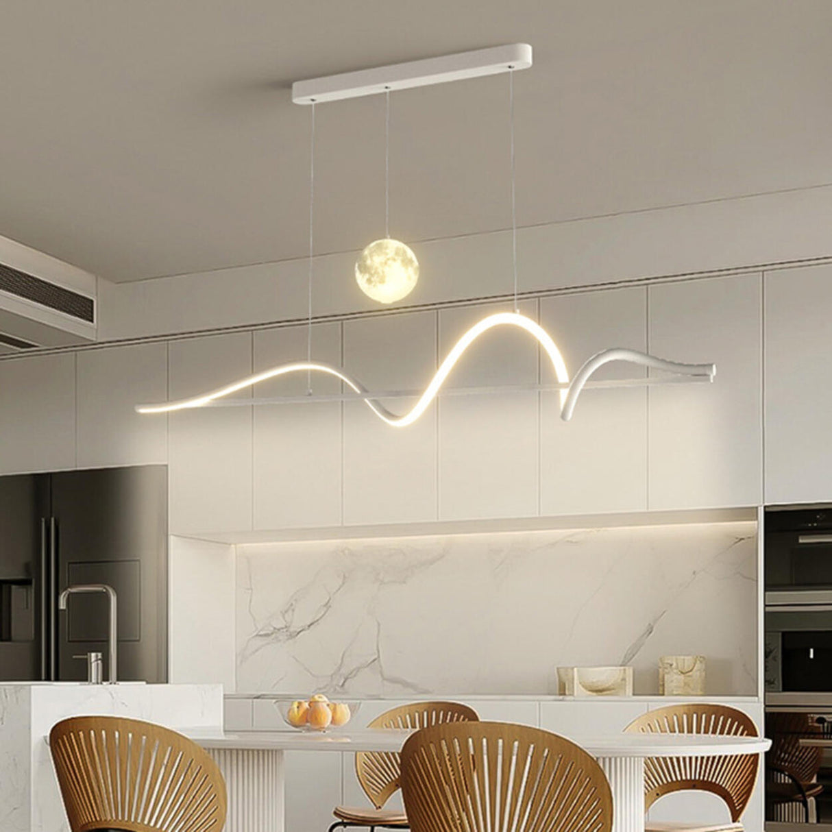 Artistic Black Wave Adjustable Island Pendant Light Image - 19