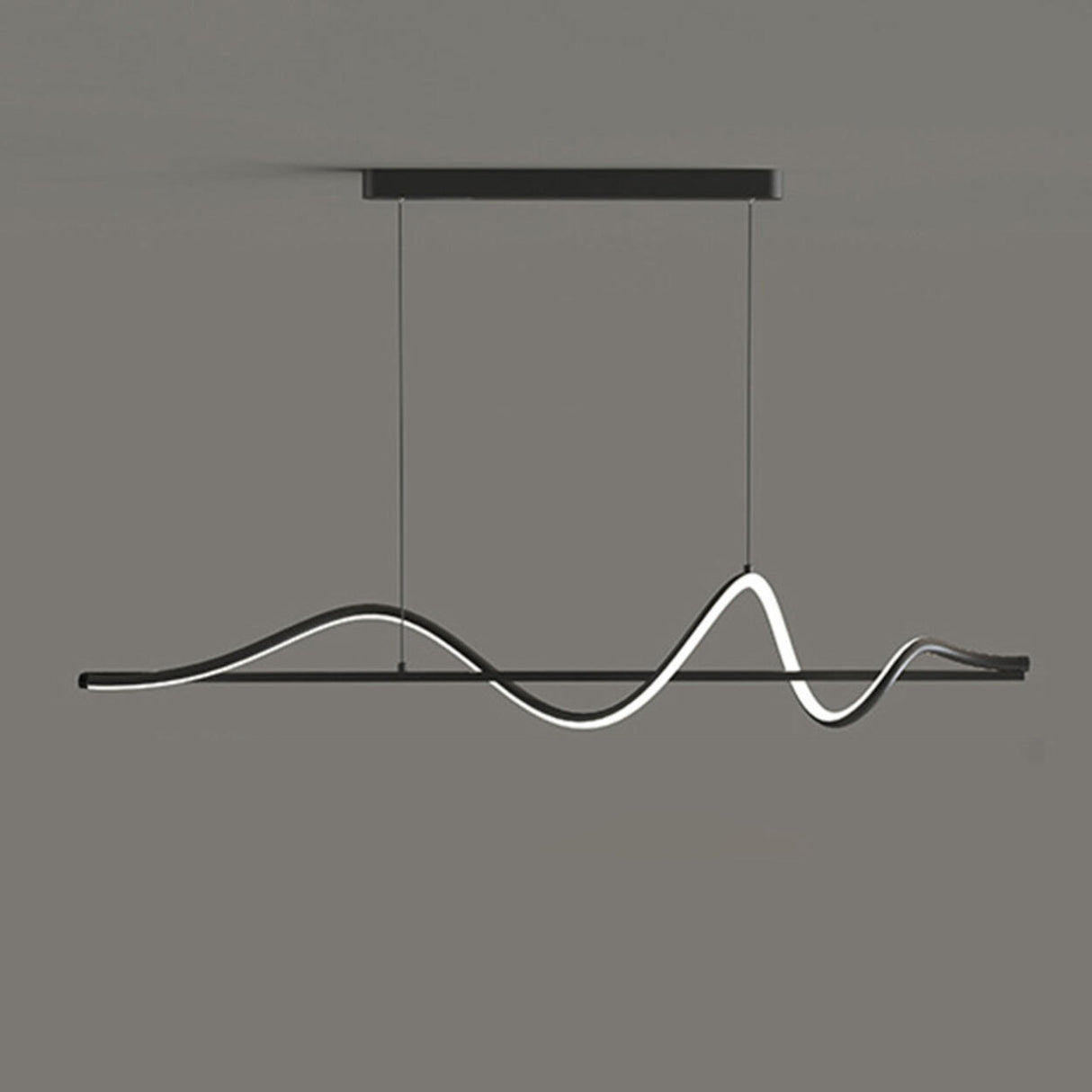 Artistic Black Wave Adjustable Island Pendant Light Image - 2