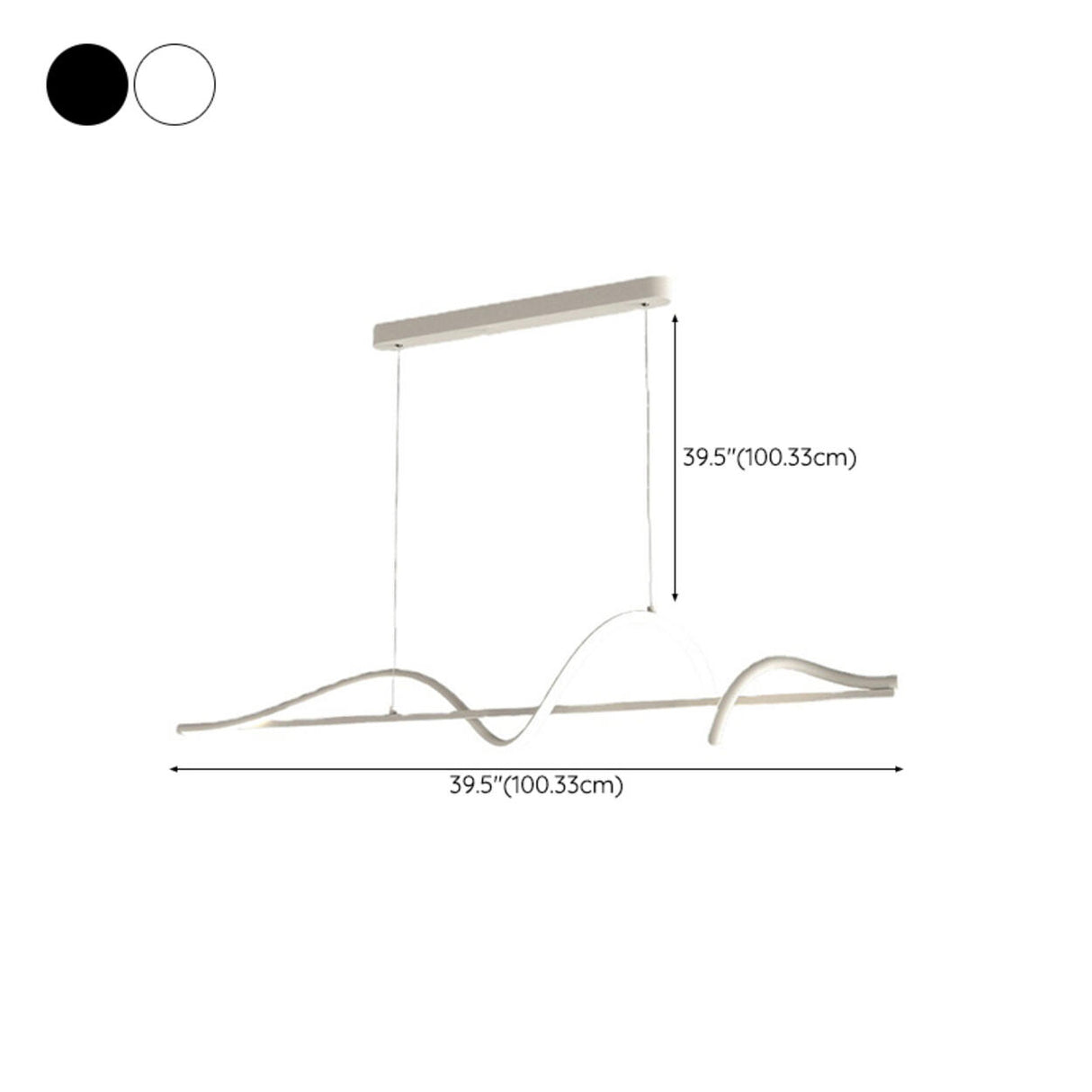 Artistic Black Wave Adjustable Island Pendant Light