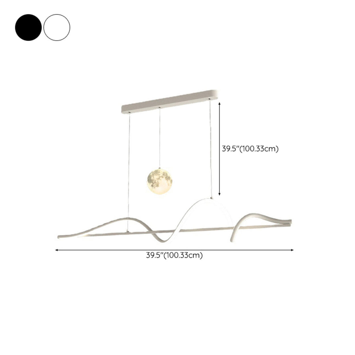 Artistic Black Wave Adjustable Island Pendant Light Image - 21