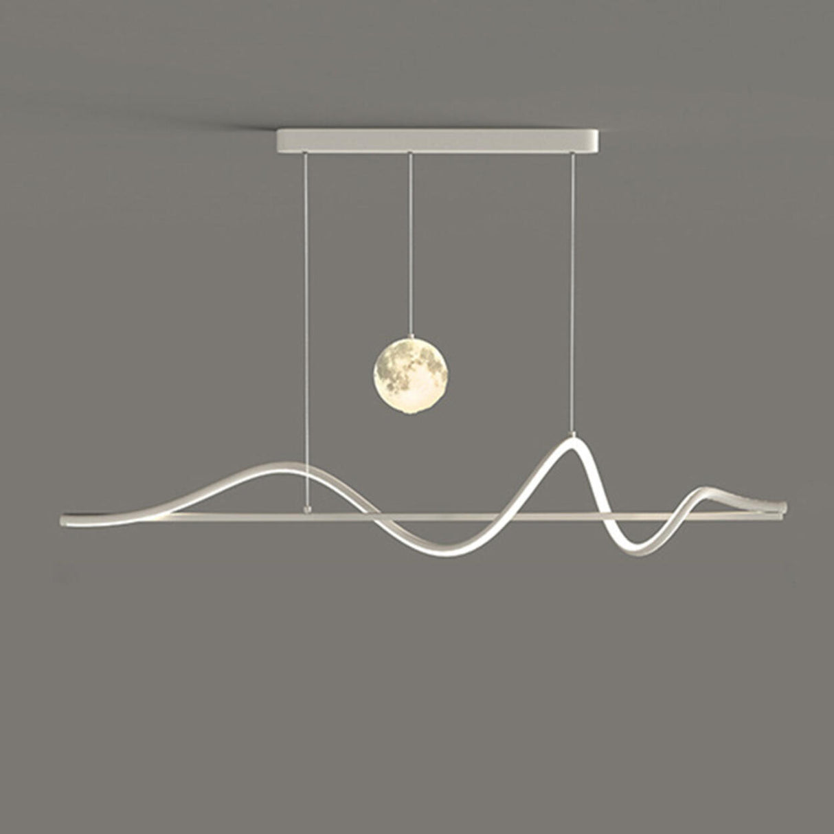 Artistic Black Wave Adjustable Island Pendant Light Image - 7