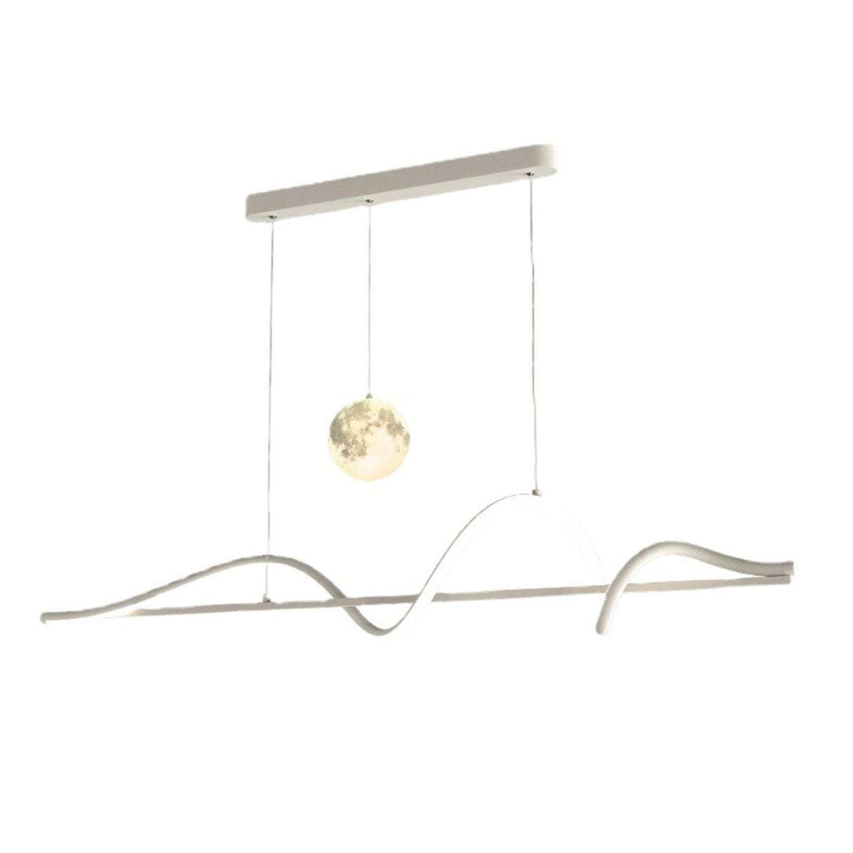 Artistic Black Wave Adjustable Island Pendant Light Image - 9