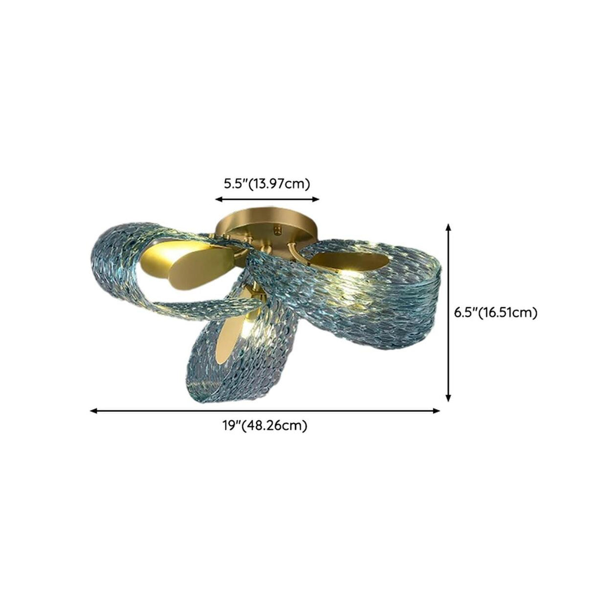 Artistic Blue Rope Glass Semi-Flush Mount Ceiling Light