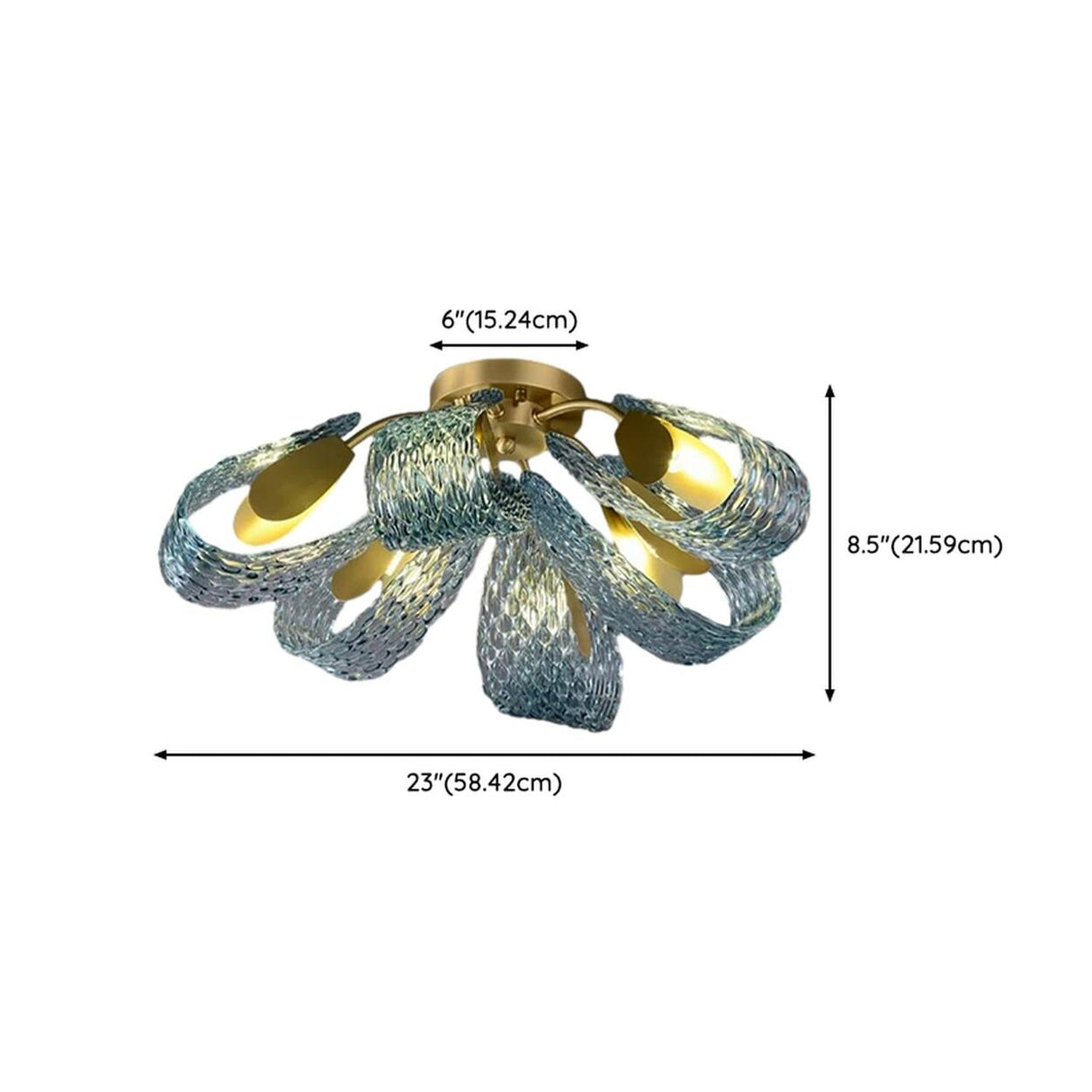 Artistic Blue Rope Glass Semi-Flush Mount Ceiling Light Image - 13