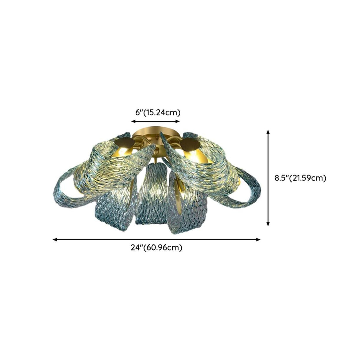 Artistic Blue Rope Glass Semi-Flush Mount Ceiling Light Image - 14