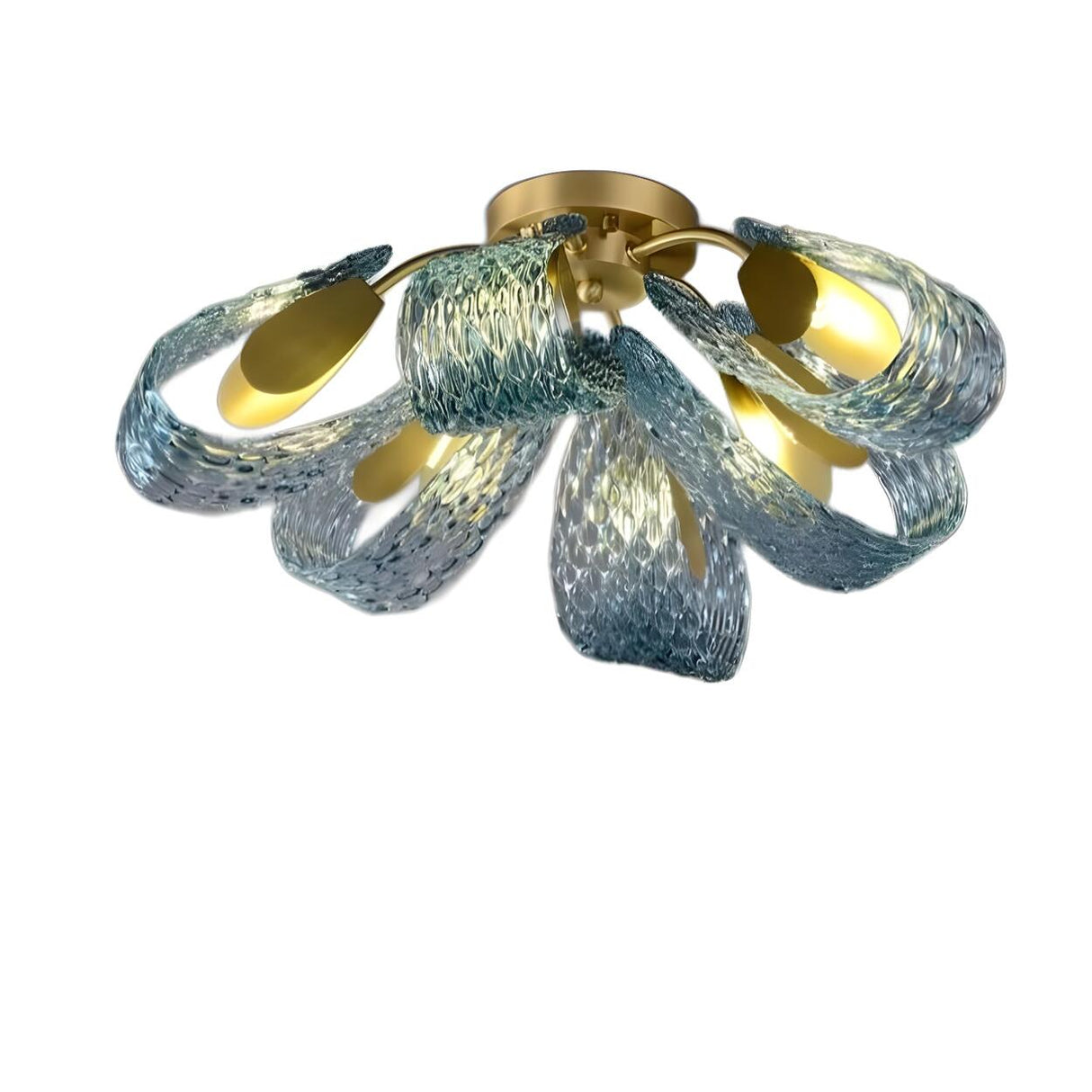 Artistic Blue Rope Glass Semi-Flush Mount Ceiling Light Image - 8