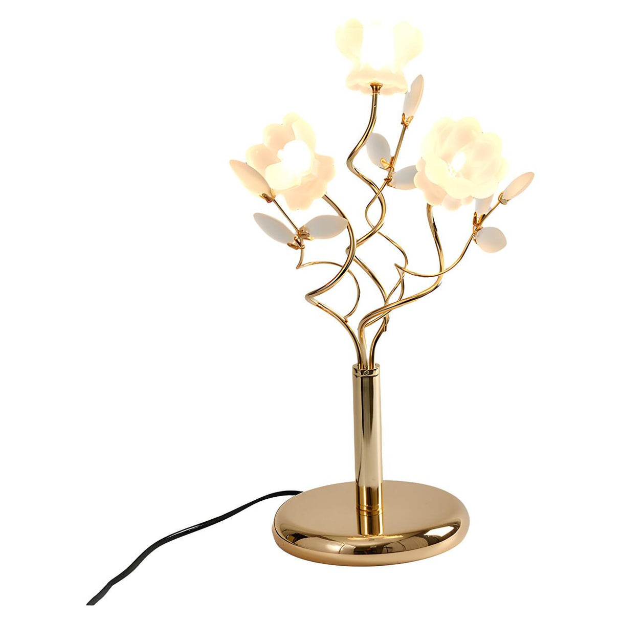 Artistic Branch Base Frosted Flower Shade Table Lamp Image - 5