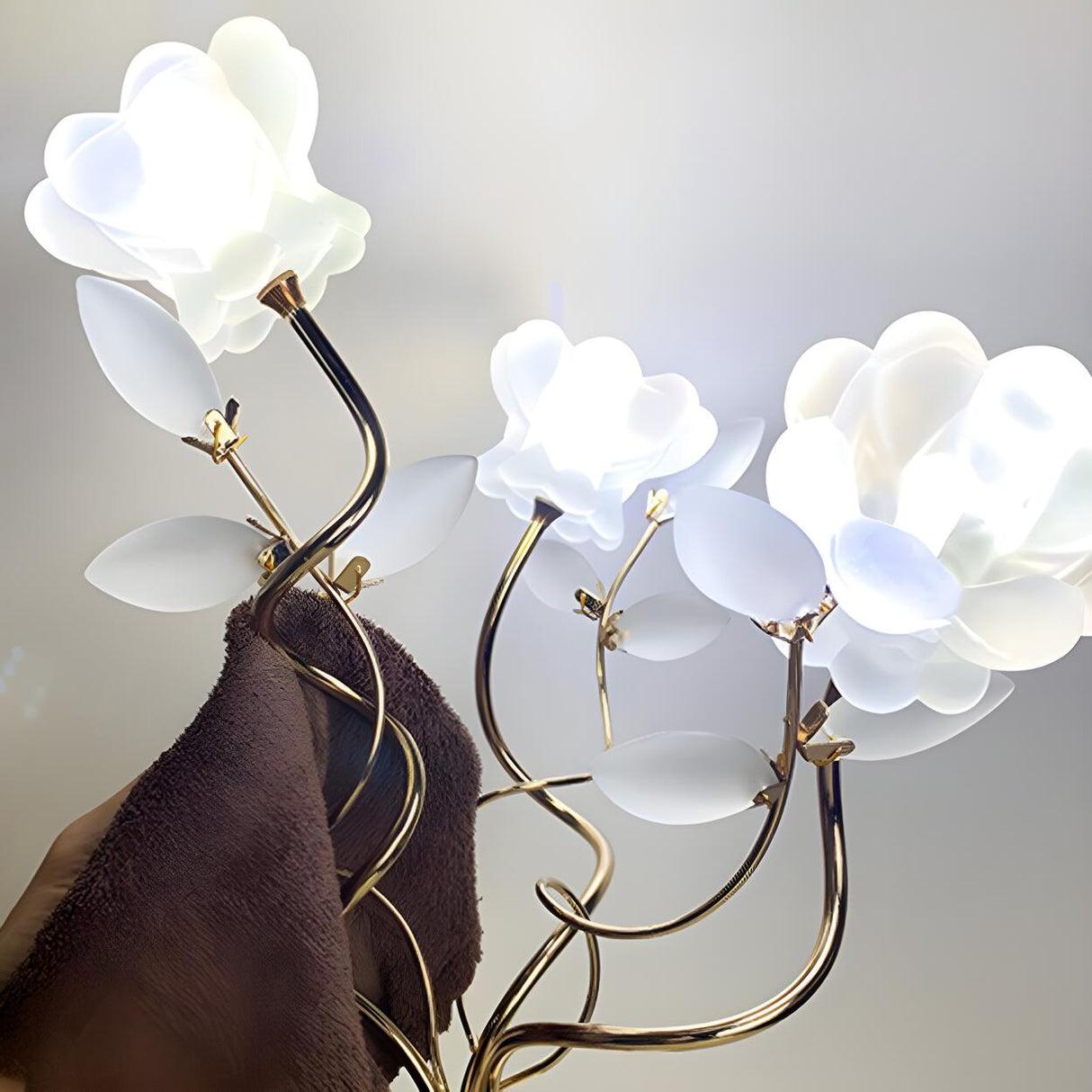 Artistic Branch Base Frosted Flower Shade Table Lamp Image - 8